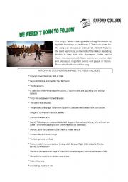 English Worksheet: WE WERENT BORN TO FOLLOW