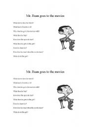 English Worksheet: Mr Bean goes to the movies - present simple