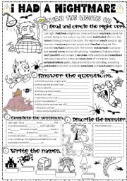 English Worksheet: I had a nightmare