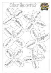 English Worksheet: colour the correct