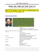 English worksheet: past simple exercise - coversation/writing: what did they do that day - winston churchill