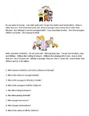 English Worksheet: Reading Comprehension for Young Learners