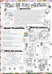 English Worksheet: she is my sister