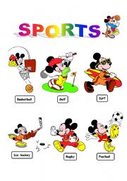 English Worksheet: Sports with Mickey