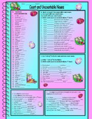 English Worksheet: Count and Uncountable Nouns