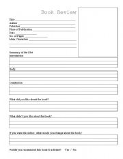 English Worksheet: Book Review