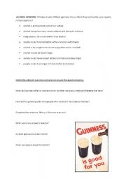 English Worksheet: Guinness and alcohol