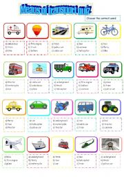 English Worksheet: Means of transport quiz