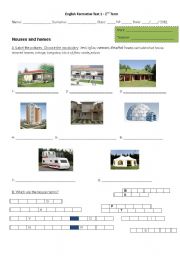 English Worksheet: Types fo house and furniture