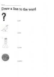 English Worksheet: Begin Q sound