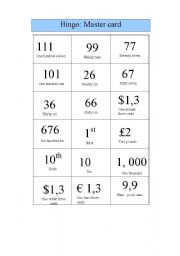 English Worksheet: Bingo: numbers