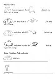 English worksheet: CLOTHES AND COLOURS