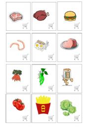 English Worksheet: Food and drinks Cards game (part one)