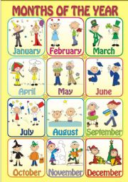 English Worksheet: MONTHS OF THE YEAR - Poster