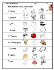 English Worksheet: food