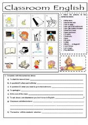 English Worksheet: classroom english