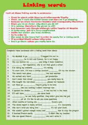 English Worksheet: LINKING WORDS