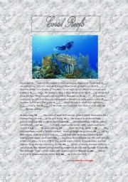 English Worksheet: CLOZE.. coral reefs