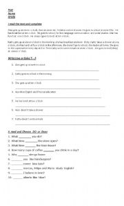 English Worksheet: daily routines tests