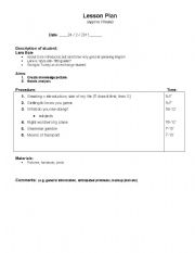 English worksheet: Introductory lesson