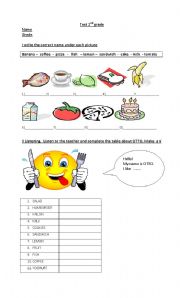 English Worksheet: like and dislikes test