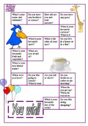 English Worksheet: Icebreaking game-getting to know each other