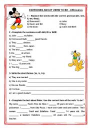 English Worksheet: To be - affirmative