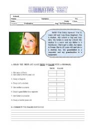 English Worksheet: Test about the Present  Simple