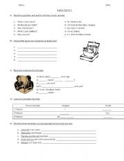 English worksheet: Diagnostic test for 1st year students