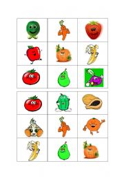 English Worksheet: Fruits and Vegetables - Bingo