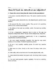 English Worksheet: Does It Need An Adverb or an Adjective