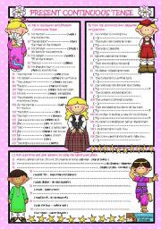 English Worksheet: PRESENT CONTINUOUS TENSE