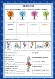 English Worksheet: SEASONS - Exercices