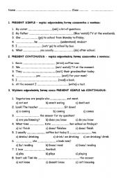 English Worksheet: Present Simple/ Present Contuniuos