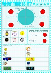 English Worksheet: What time is it? Part 1