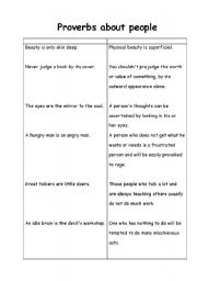 English Worksheet: Proverbs about people. Matching