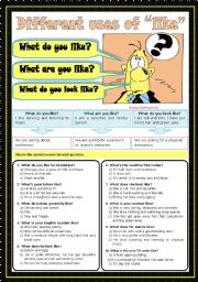 English Worksheet: Different uses of 