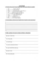 English worksheet: Present Simple 2