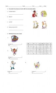 English Worksheet: Professions, weather, and clothes