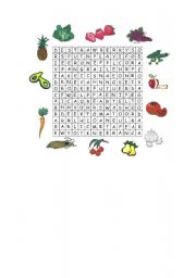 English worksheet: Fruit and vegetable word puzzle
