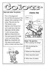 English Worksheet: colour