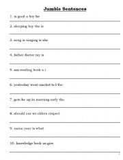 English worksheet: jumble sentence