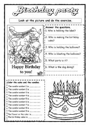 English Worksheet: Birthday Party
