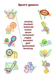 English worksheet: Sport games