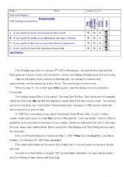 English Worksheet: Elvis Presleys biography