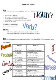 English worksheet: Noun or Verb?