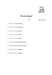 English worksheet: Nice to meet you!