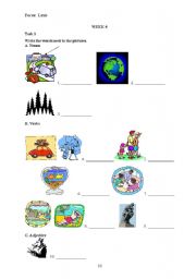 English Worksheet: simple nouns verbs and adjectives