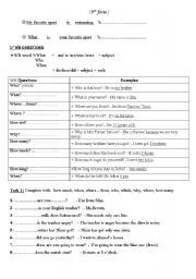 English Worksheet: review sheet for 9th form tunisian learners