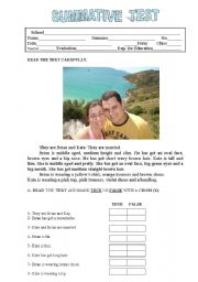 English Worksheet: Test about describing people